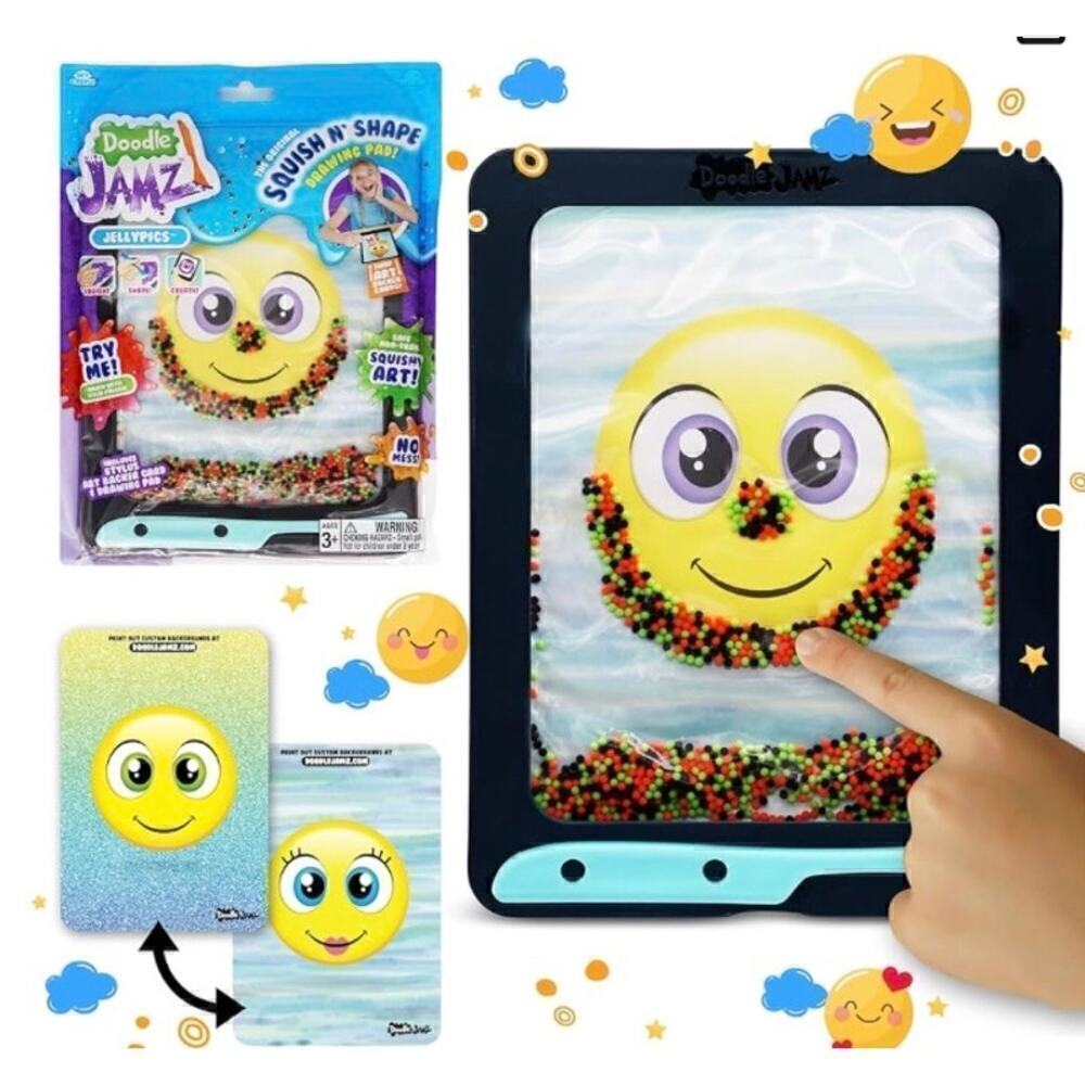 DoodleJamz JellyPics Sensory Drawing Pads Filled w/Non-Toxic Squishy Beads& Gel‎